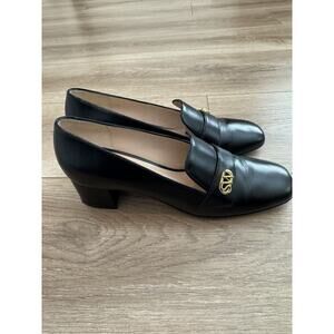 Stuart Weitzman RIELA 50 BLACK LEATHER Calf Heel Pump Platform 38 US 7.M loafer